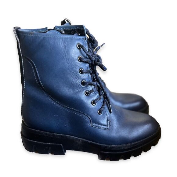 Franco Sarto Robbie Navy Combat Ankle Boots Size 8.5 - Picture 2 of 5